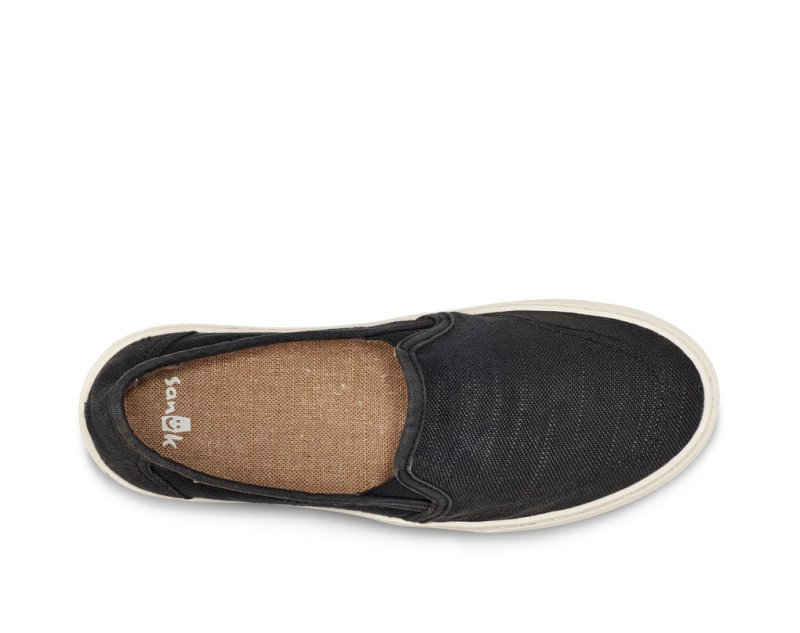 Sanuk Avery Hemp Vegan Slip On Women's Shoes Black | Canada 84UZG